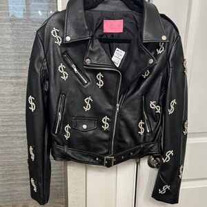Azalea Wang 💲💲💎💎Black Embellished Leather Jacket